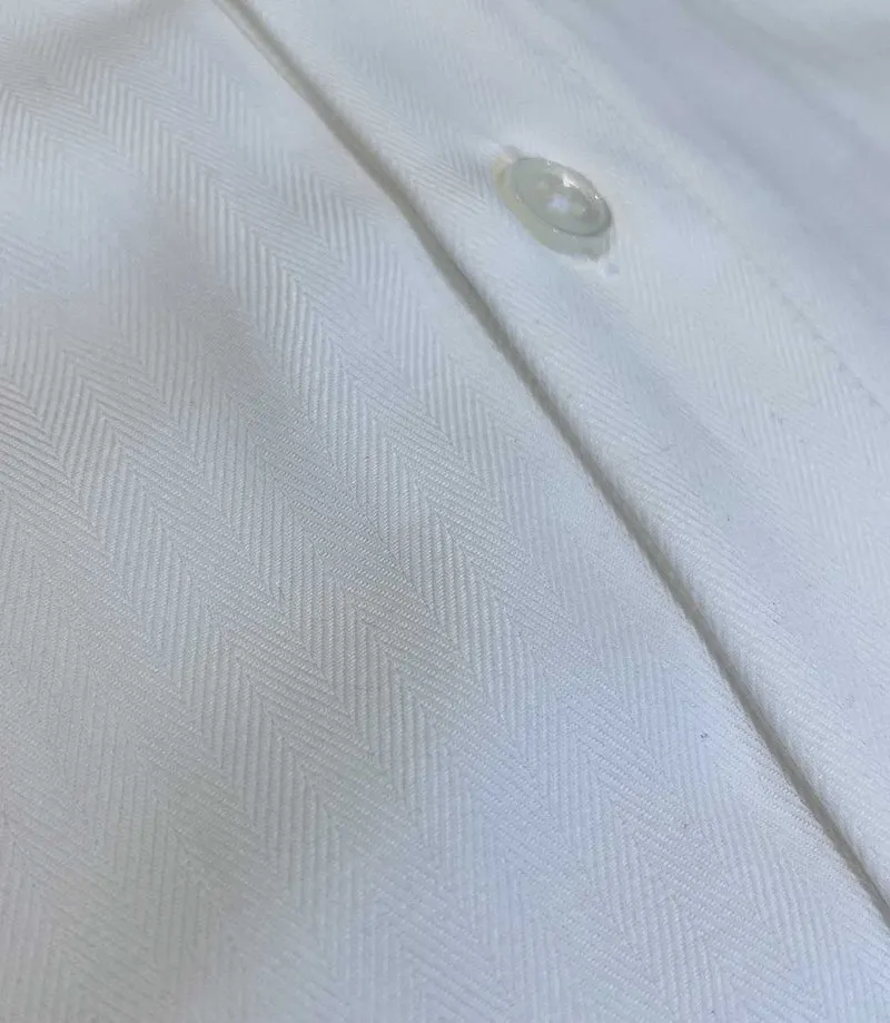 Hemd Nico - Weiss Fischgrat Stretch