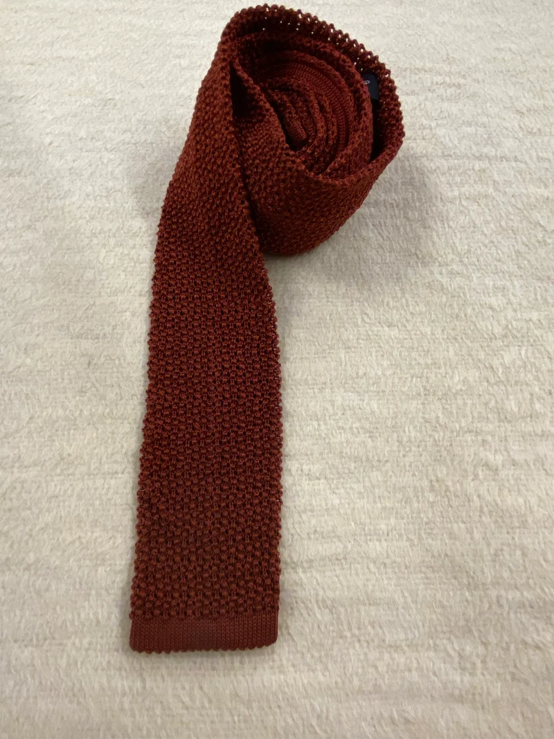 Vintage Strickkrawatte Rostbraun aus Seide – Herbert Stock