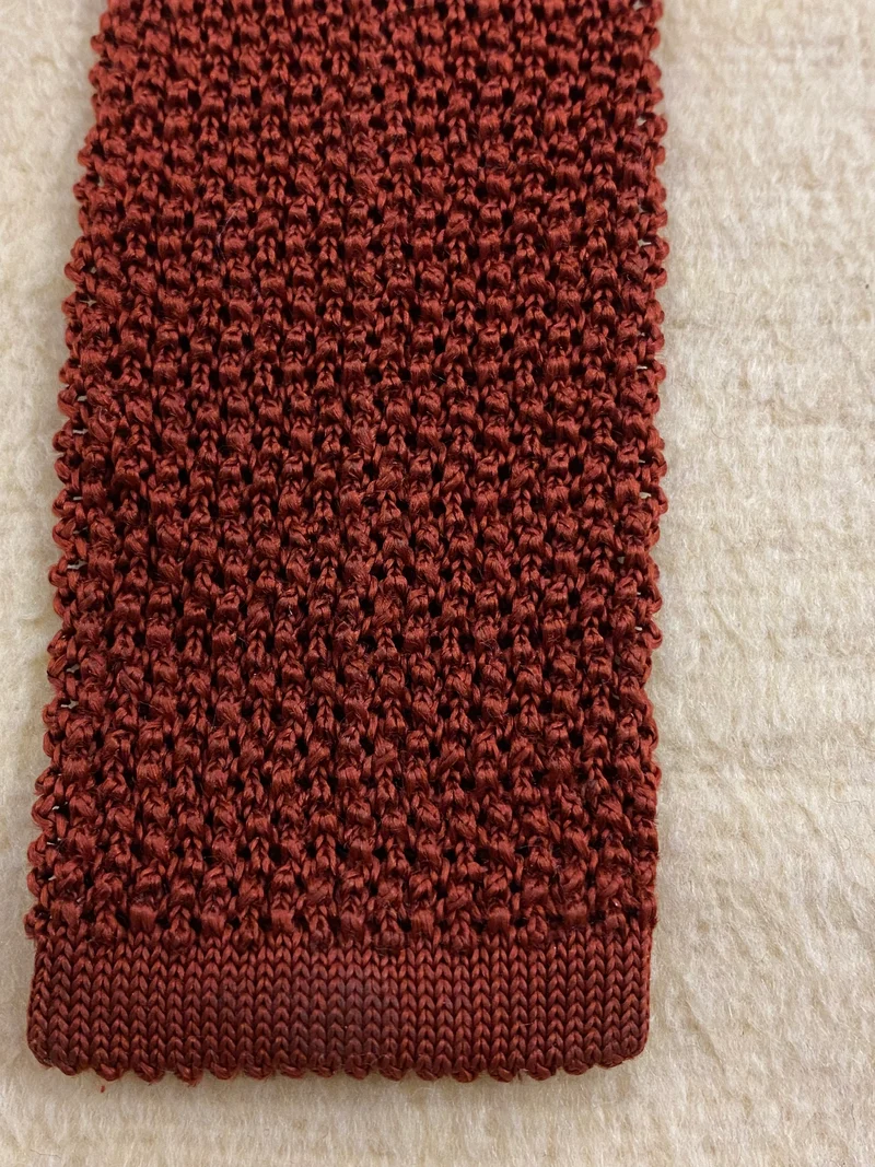 Vintage Strickkrawatte Rostbraun aus Seide – Herbert Stock
