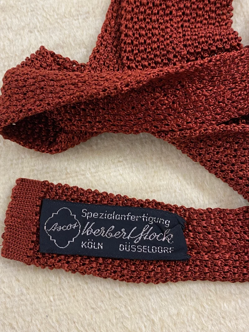 Vintage Strickkrawatte Rostbraun aus Seide – Herbert Stock