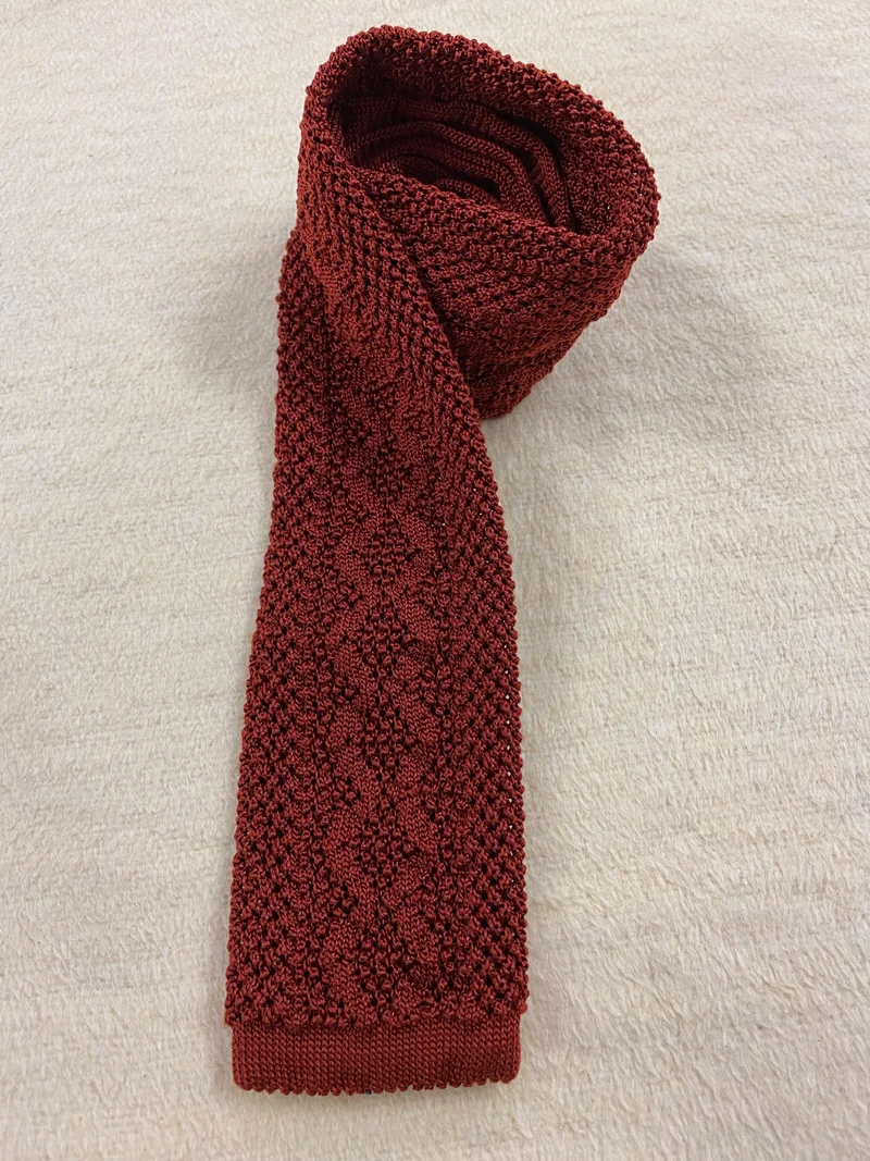 Vintage Strickkrawatte Herren Rostbraun Made in Germany 70er