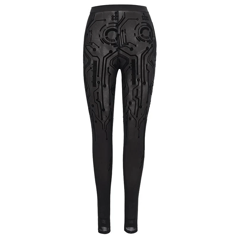 Damen Gothic Black Sexy Net Lace Leggings