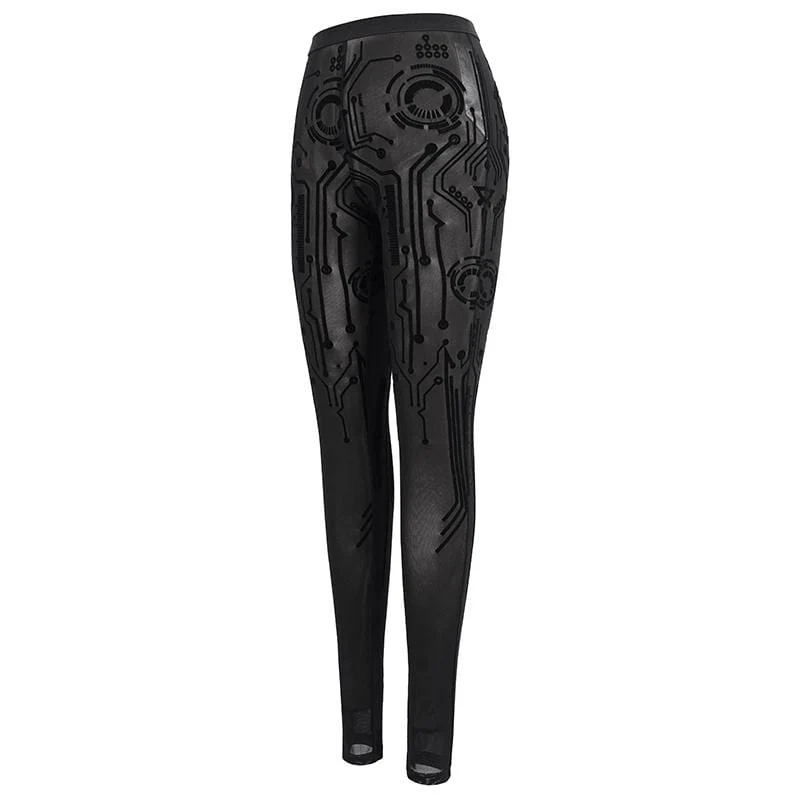 Damen Gothic Black Sexy Net Lace Leggings