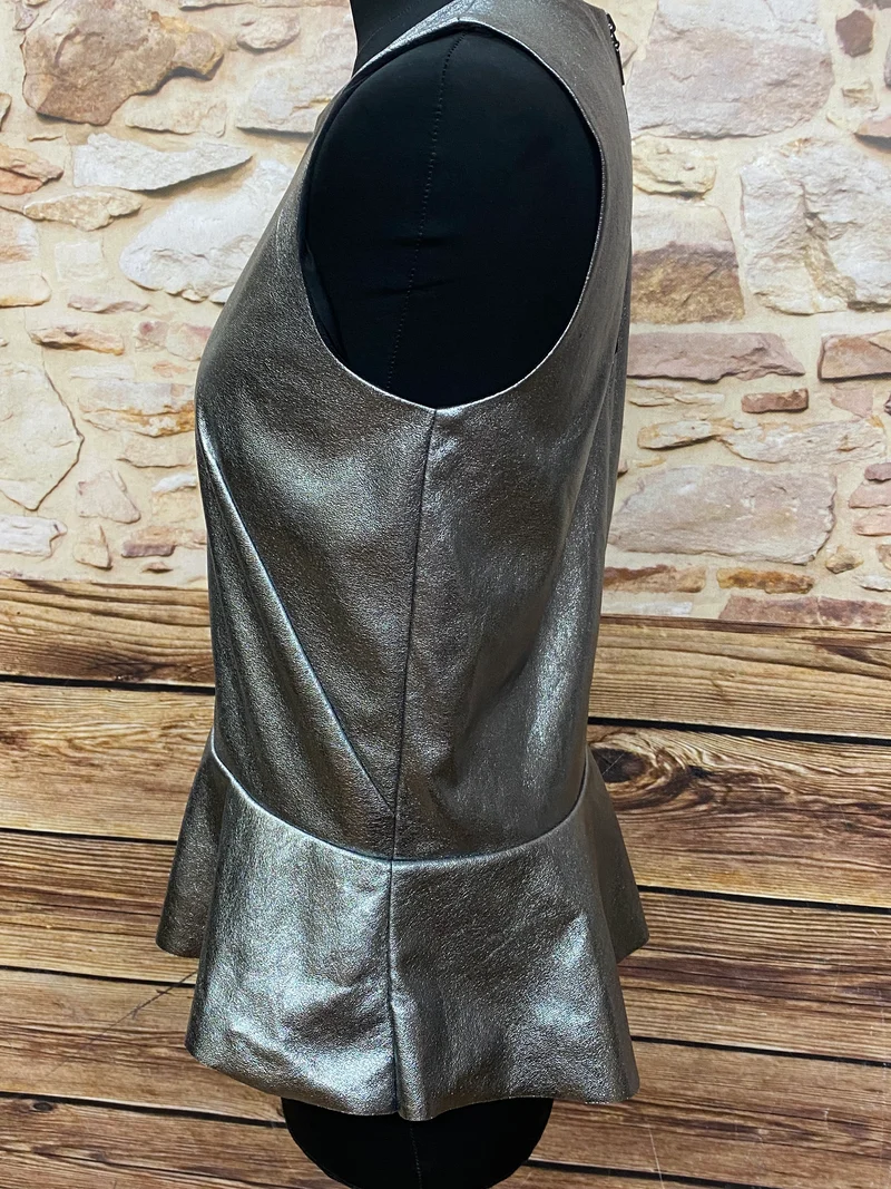 Vintage Schößchen Top Damen 90er Silber Gr. 38