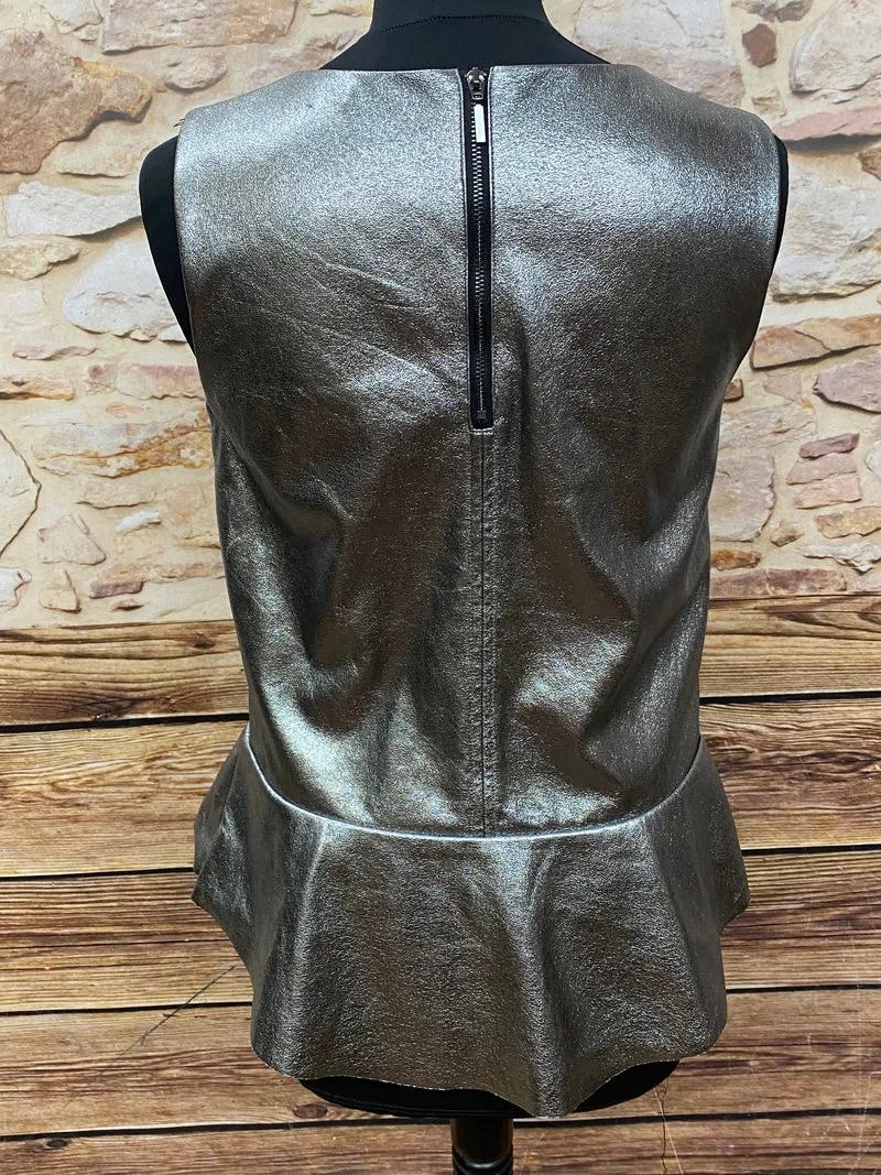 Vintage Schößchen Top Damen 90er Silber Gr. 38