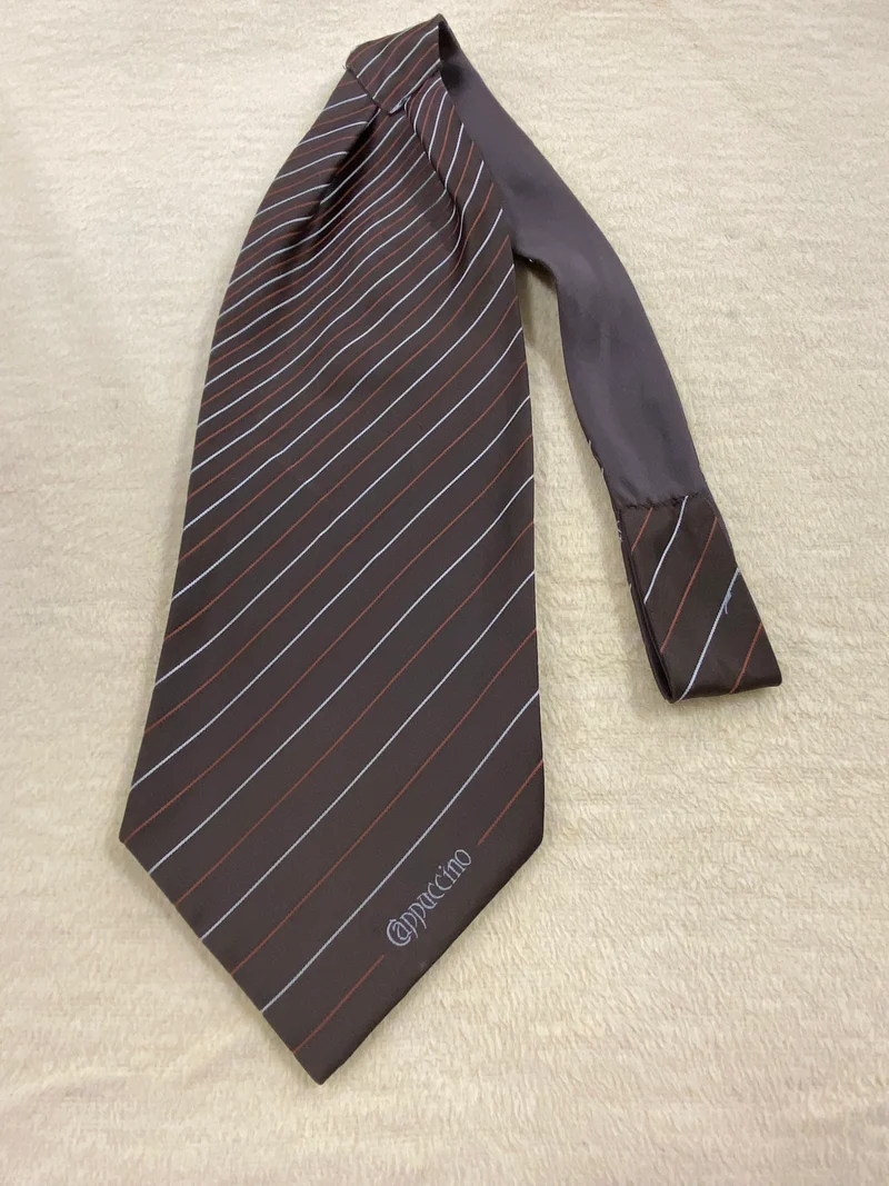 Vintage Ascot Krawatte Cappuccino Braun Gestreift – Retro Schalkrawatte Herren
