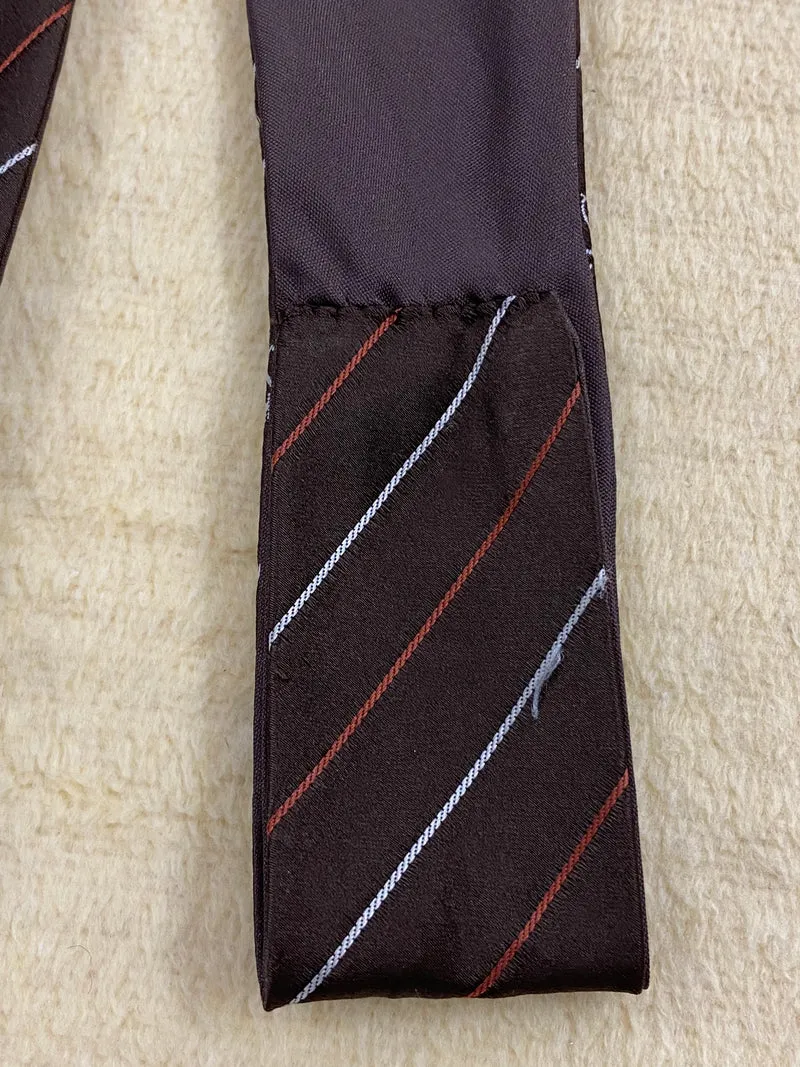Vintage Ascot Krawatte Cappuccino Braun Gestreift – Retro Schalkrawatte Herren
