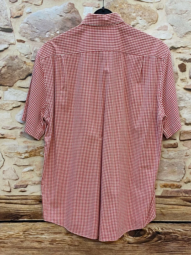 Vintage Trachtenhemd Herren Gr. 41 rot weiß kariert Gilberto Classic