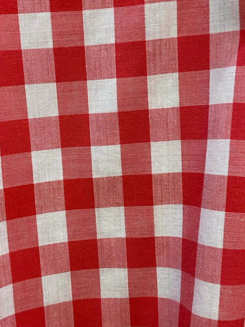 Vintage Trachtenhemd Herren Gr. 40 rot weiß kariert Baumwolle