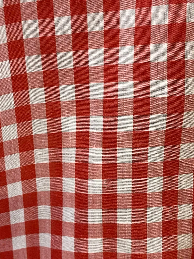 Vintage Trachtenhemd Herren Gr. 40 rot-weiß kariert