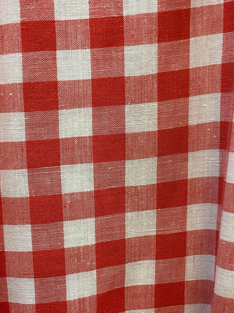 Vintage Trachtenhemd Herren Gr. 40 rot-weiß kariert – Country Style Kurzarmhemd