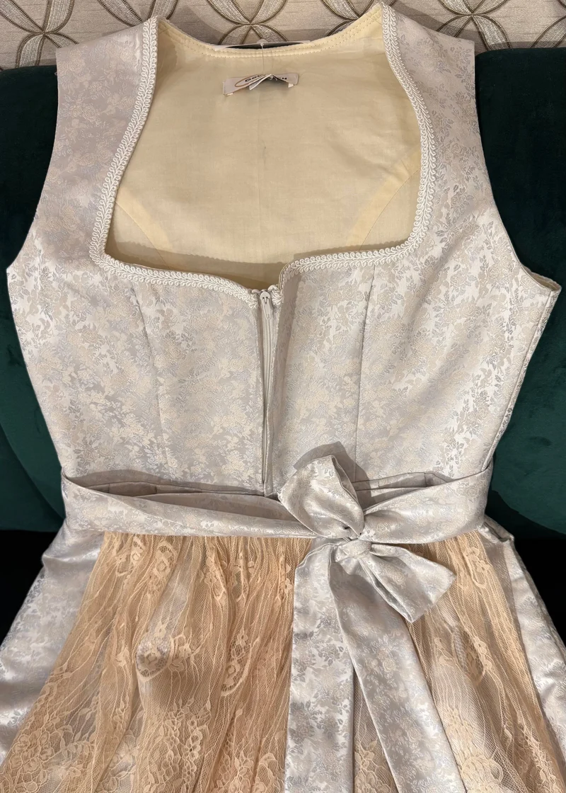 Dirndl Goldstich weiß/nude 75cm