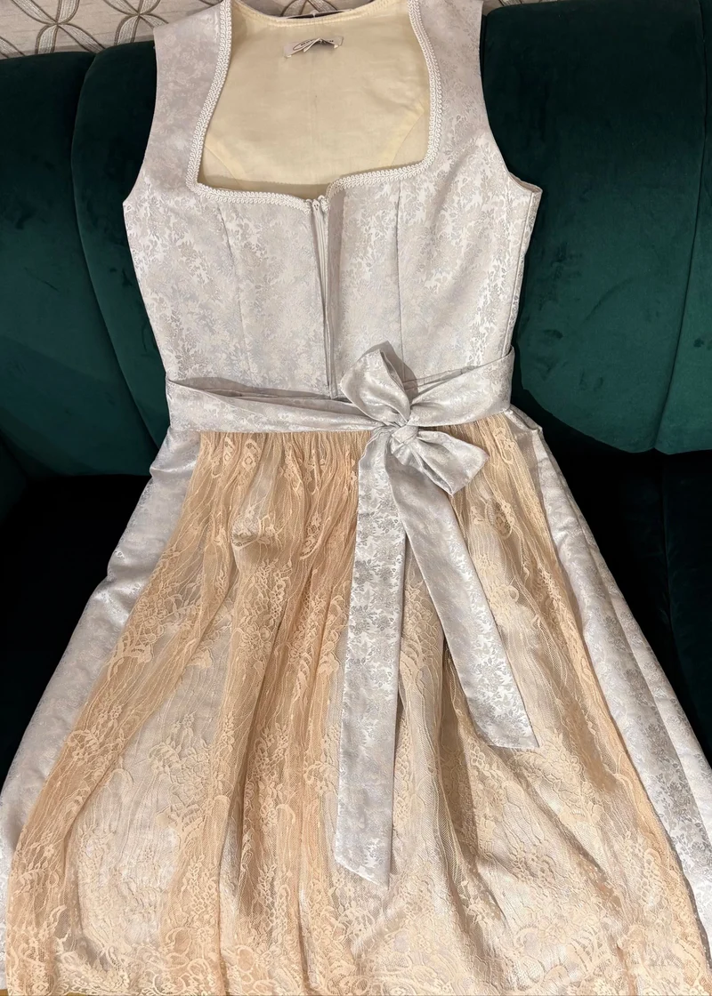 Dirndl Goldstich weiß/nude 75cm