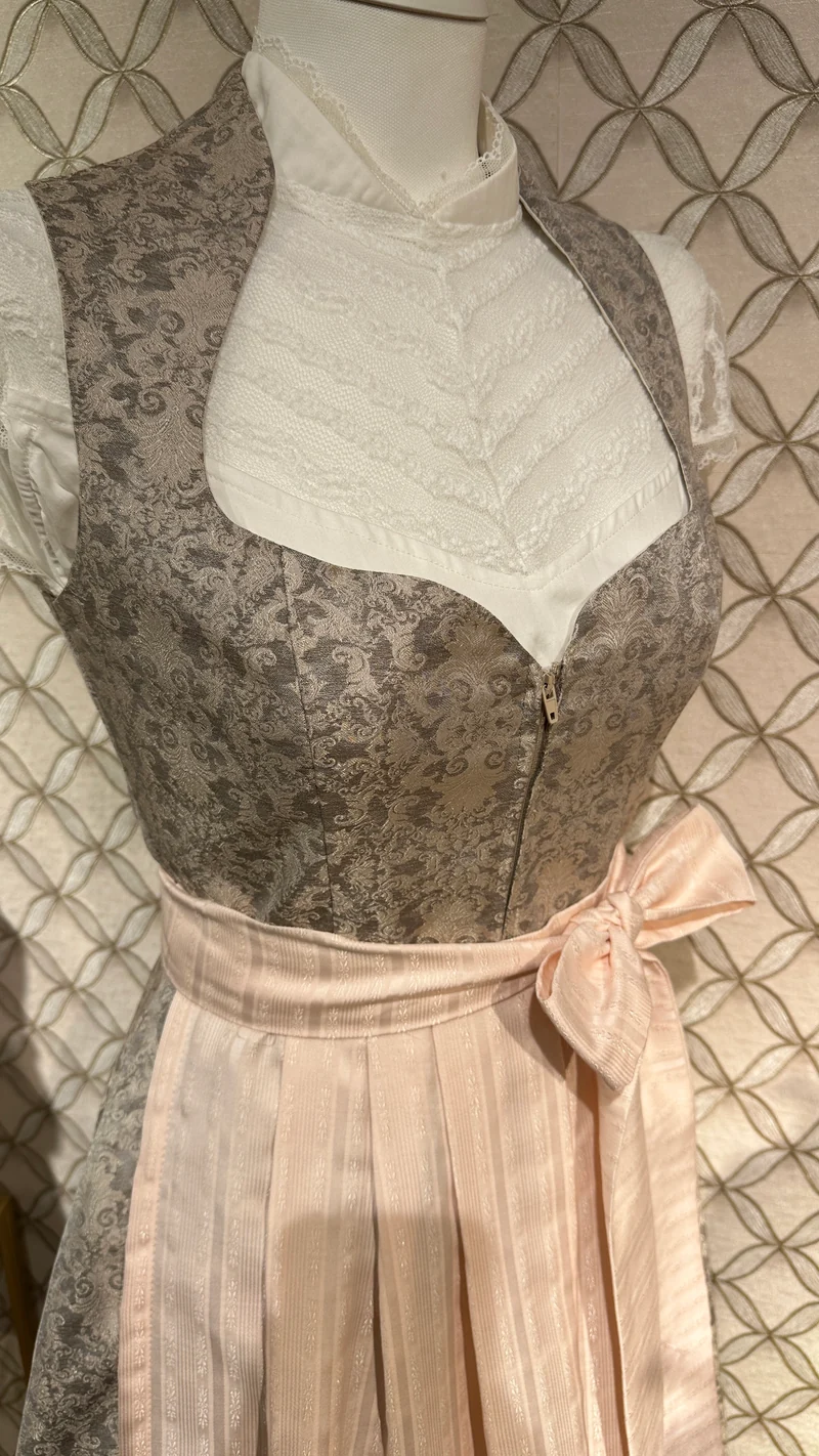 Dirndl Goldstich grau/rose 70cm