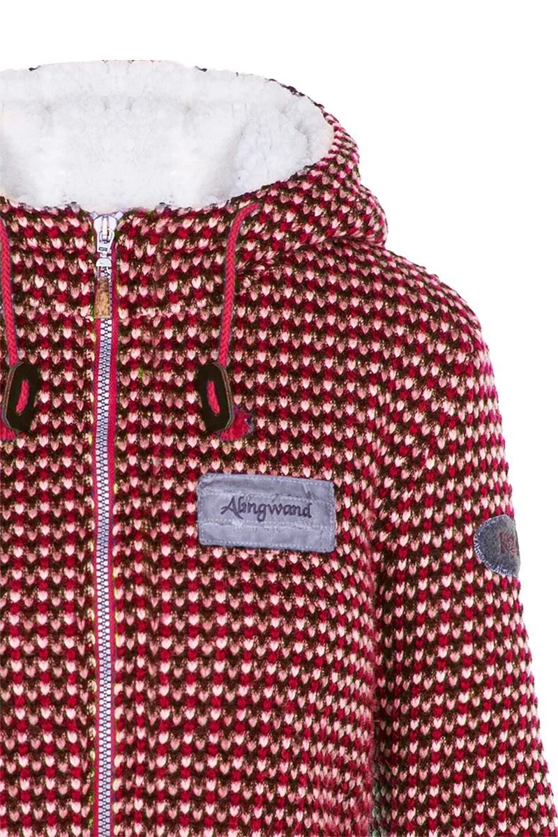 Damen Outdoorjacke Alpiner Lifestyle mit Kapuze - rot beige