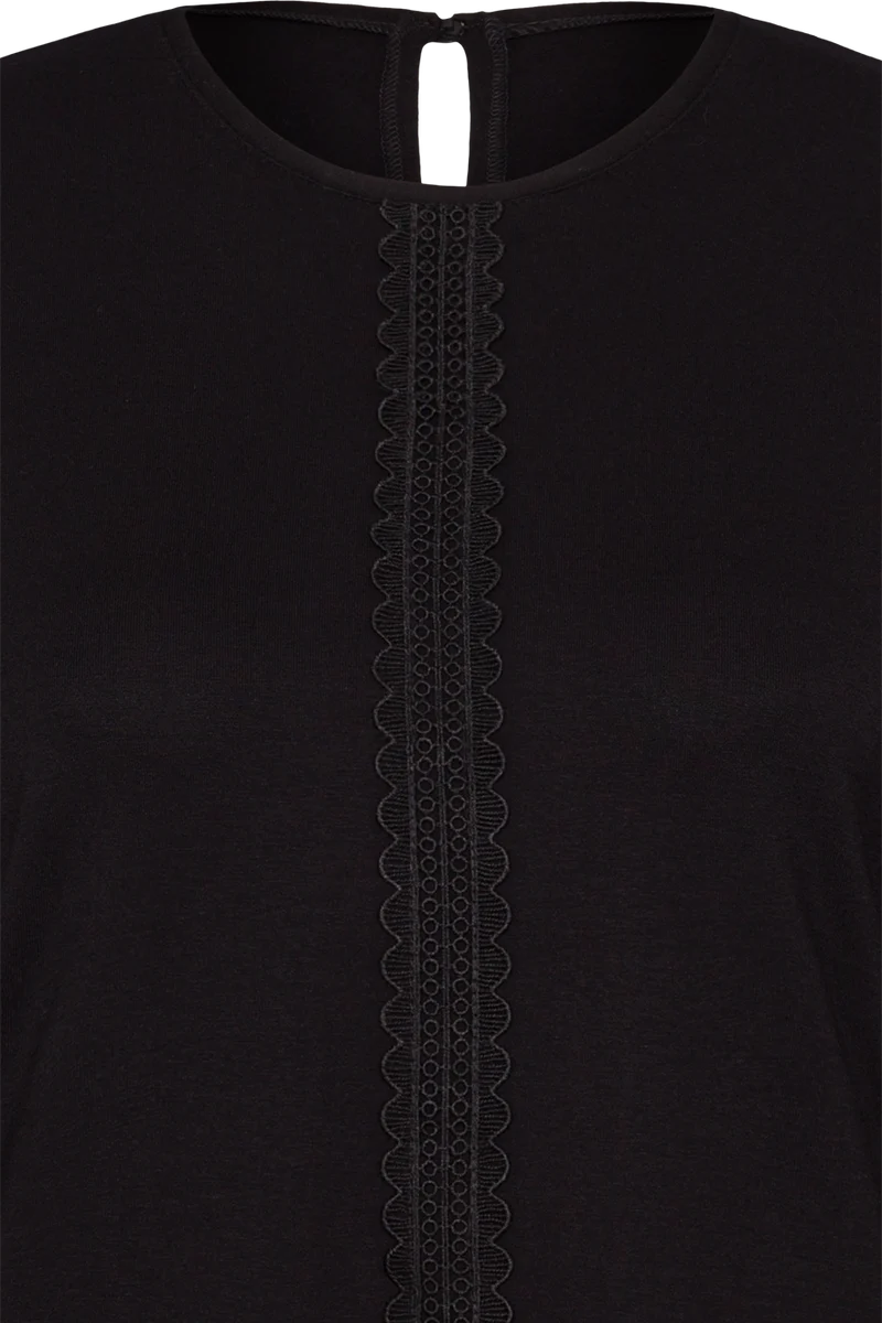 Damen Shirt mit Stretchanteil Langarm - schwarz