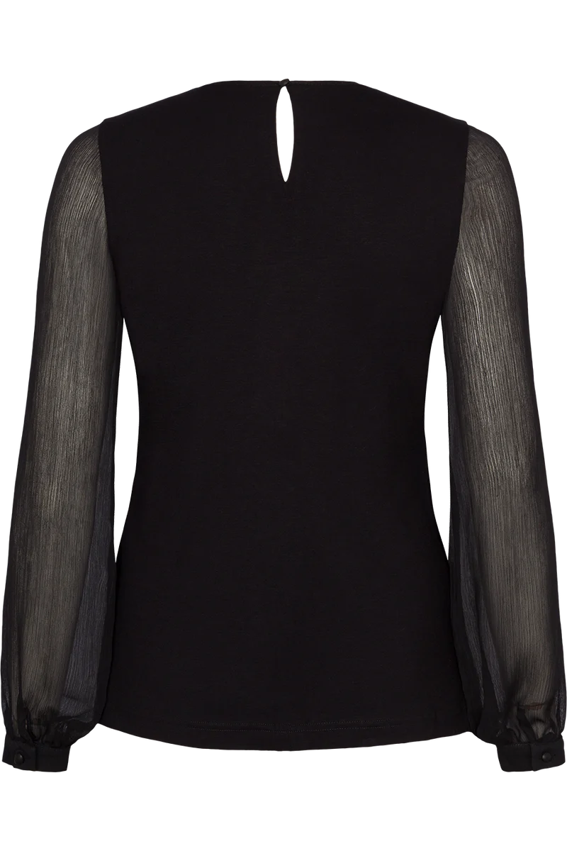 Damen Shirt mit Stretchanteil Langarm - schwarz