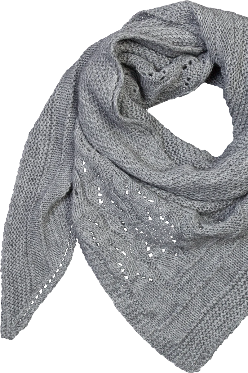 Damen Trachtenstola Dreiecks-Stricktuch mit Wollanteil - grau