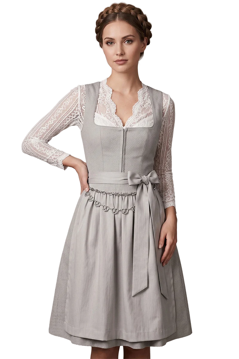 Damen Trachten Kettengürtel mit Brezenherzen - silber