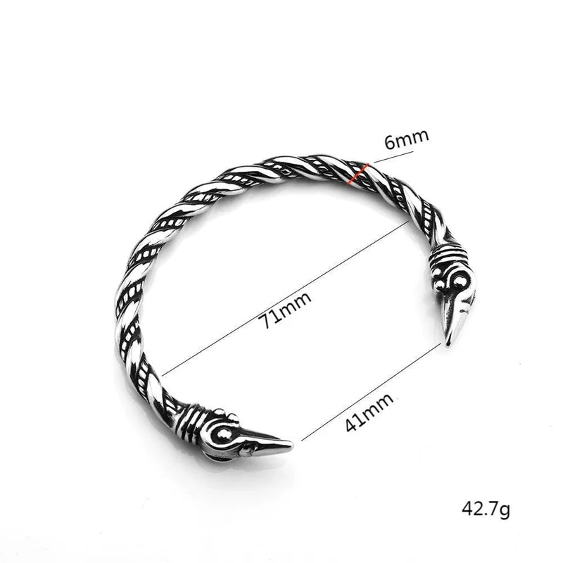 Punk-Armband für Herren mit antikisiertem Rabenkopf und offenem Ärmel