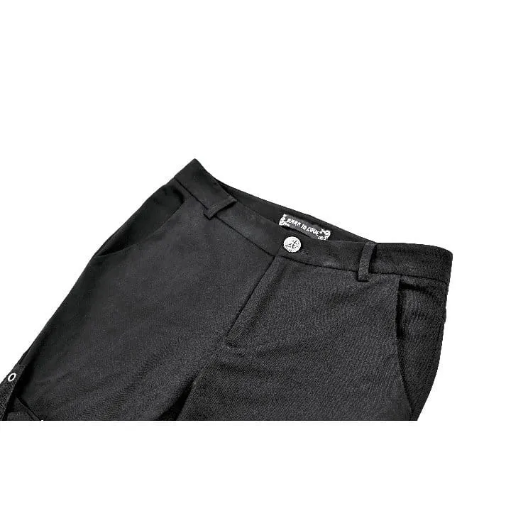 Punk-Schlaghose für Damen mit Schnallenriemen und Ösen zum Schnüren