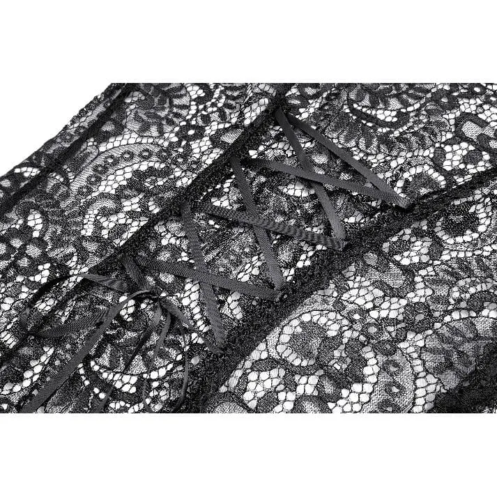 Gothic-Damenmantel mit Blumenmuster, transparenter Spitze, Puffärmeln und Glockenärmeln, langer Mantel
