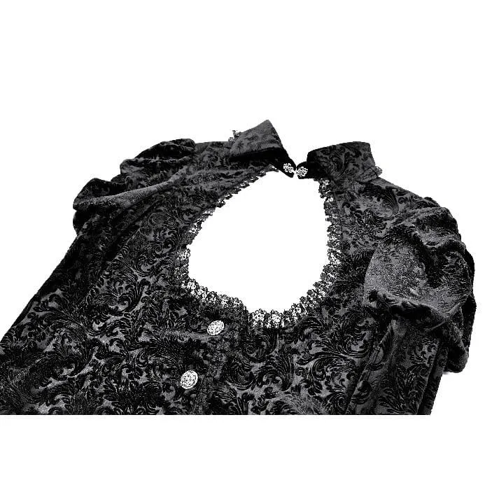 Gothic-Jacquard-Top für Damen mit Cut-out-Schnallenriemen und Glockenärmeln