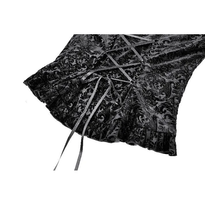 Gothic-Jacquard-Top für Damen mit Cut-out-Schnallenriemen und Glockenärmeln