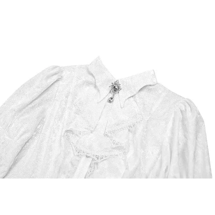 Gothic-Bluse für Damen mit Schnürung, Umlegekragen und Puffärmeln