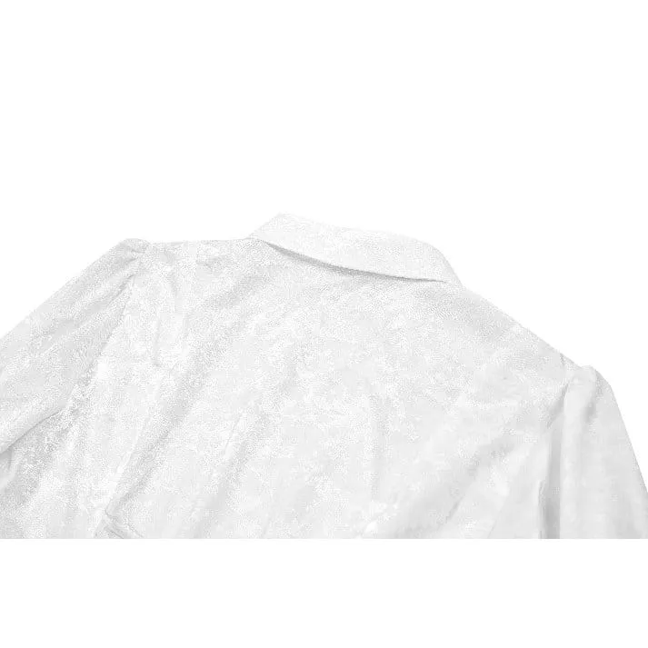 Gothic-Bluse für Damen mit Schnürung, Umlegekragen und Puffärmeln