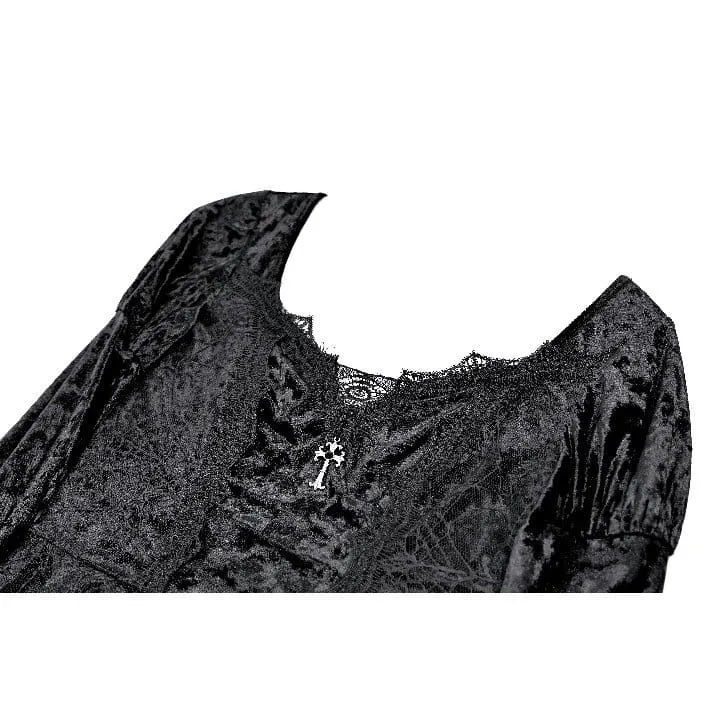 Gothic-Kleid für Damen mit Schnürung, asymmetrischem Saum, Puffärmeln und ausgestellten Ärmeln – ideal für Abschlussfeiern