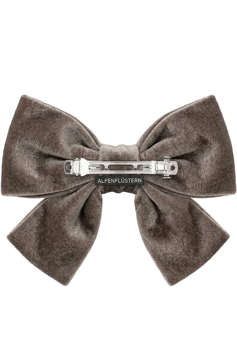 Damen Haarspange aus Samt mit Schmuckherz - taupe braun