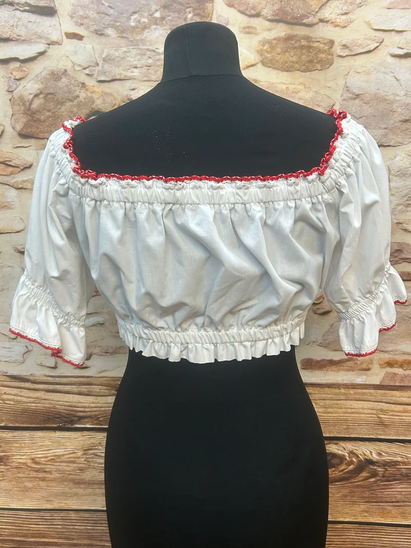 Vintage Dirndlbluse weiß rot – Gr. 40