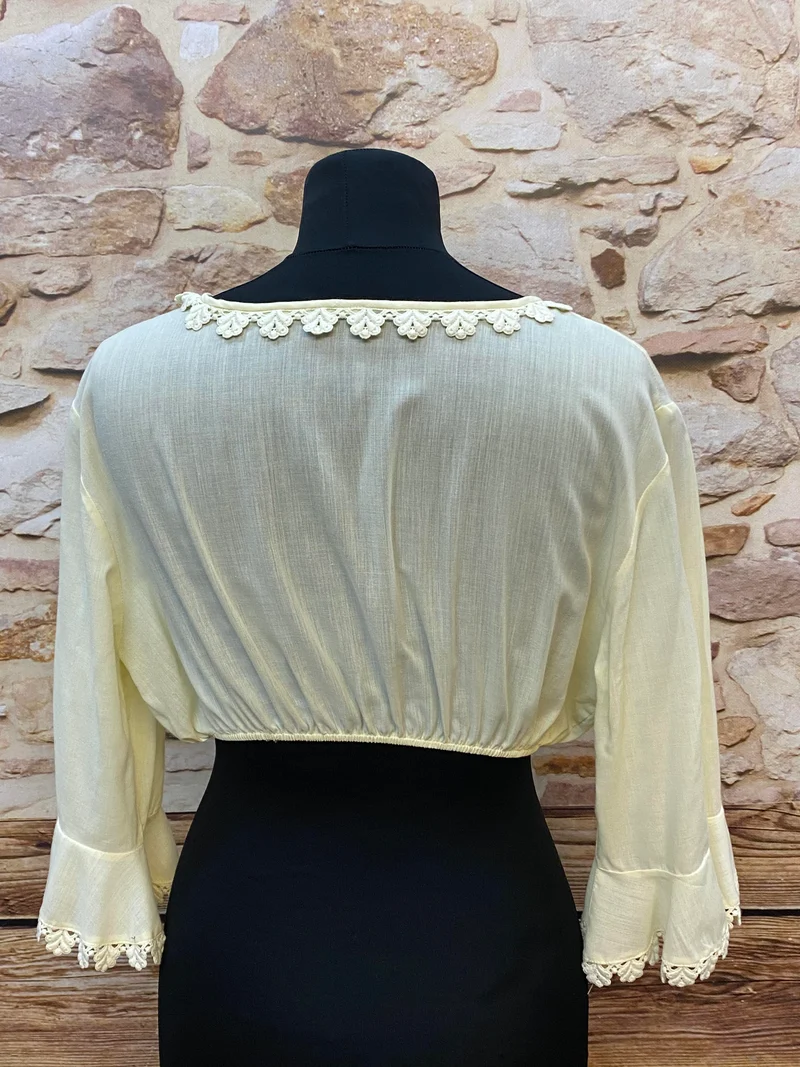 Vintage Dirndlbluse beige - 1970er Jahre Gr.46
