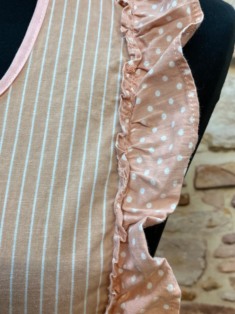 Vintage Rüschenschürze rosa beige - 1980er