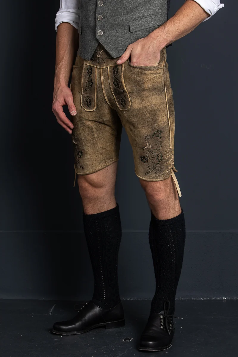 Kurze Beckert Lederhose St. Gallen Mustang Grün