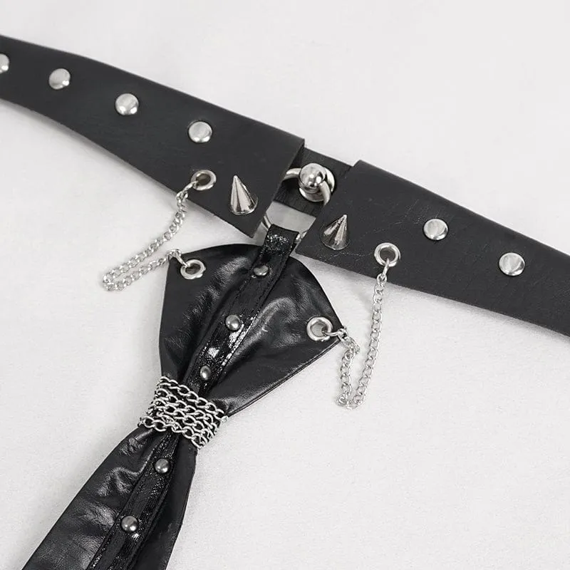 Gothic-Krawatte aus Kunstleder mit Nieten und Choker für Damen