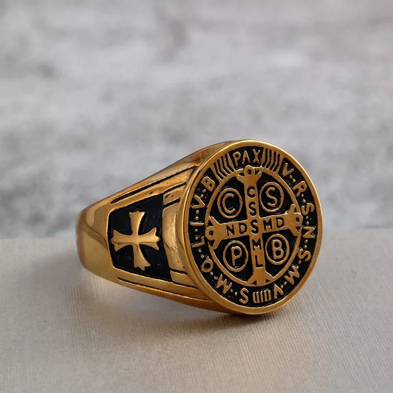 Punk-Kreuz-Buchstabenring für Herren