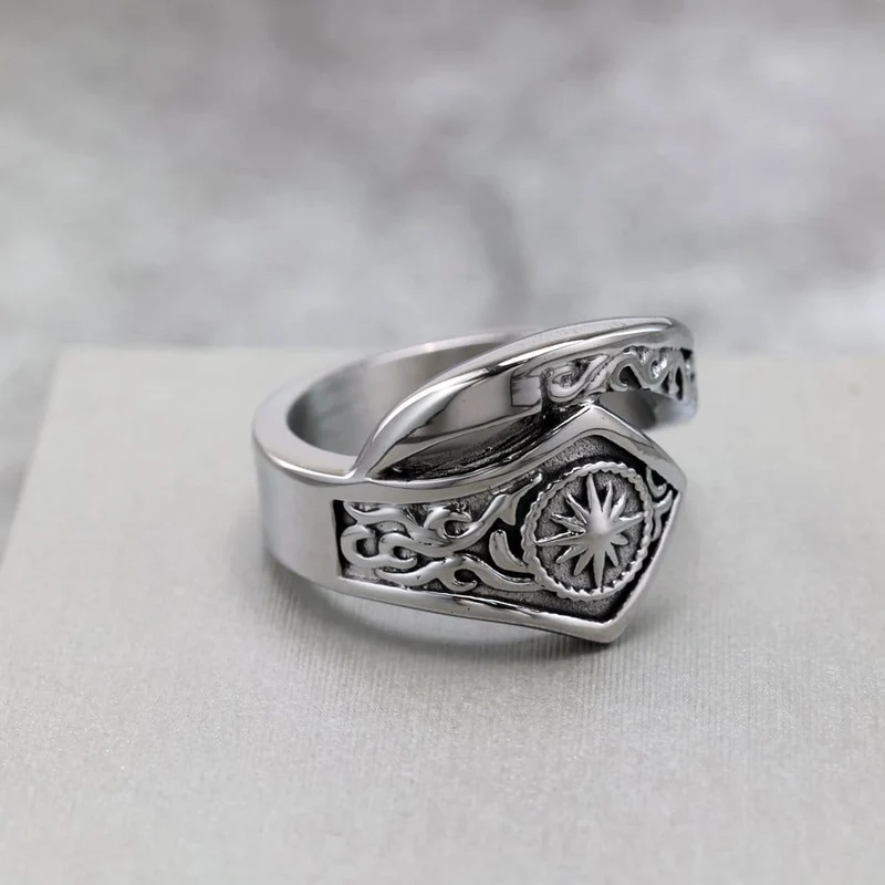 Punk-Ring für Herren, geprägt, unregelmäßig