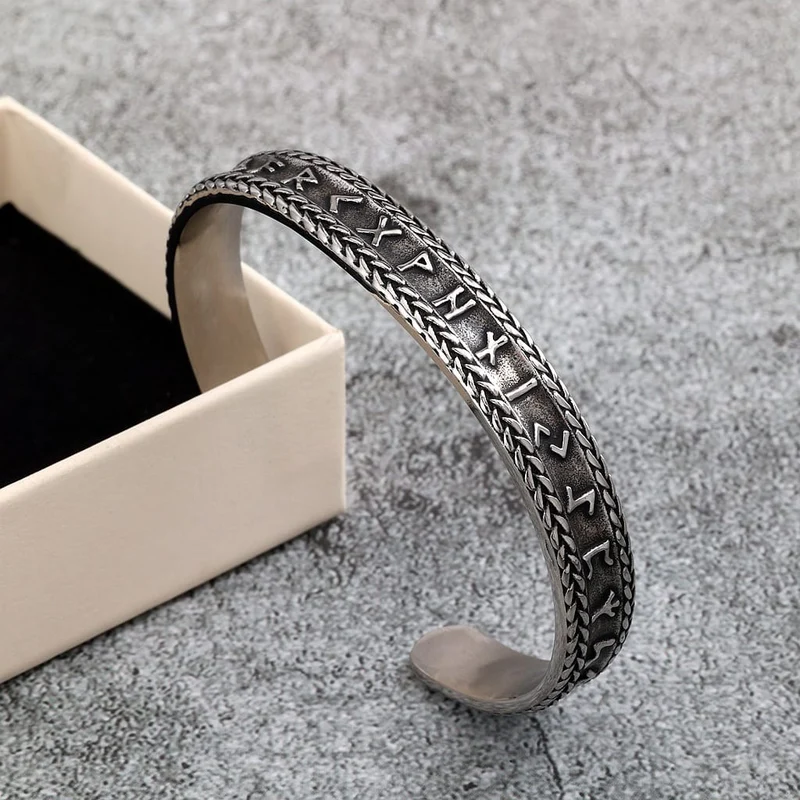 Punk-Vintage-Armband für Herren mit offenem Ärmel und Buchstabenmotiv