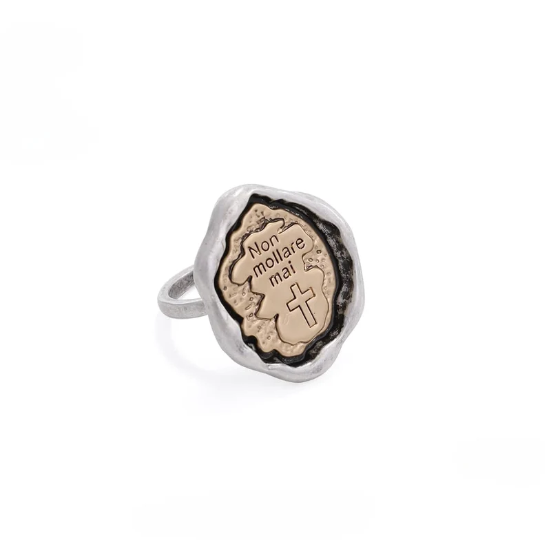 Offener Punk-Kreuz-Ring in Kontrastfarbe für Damen