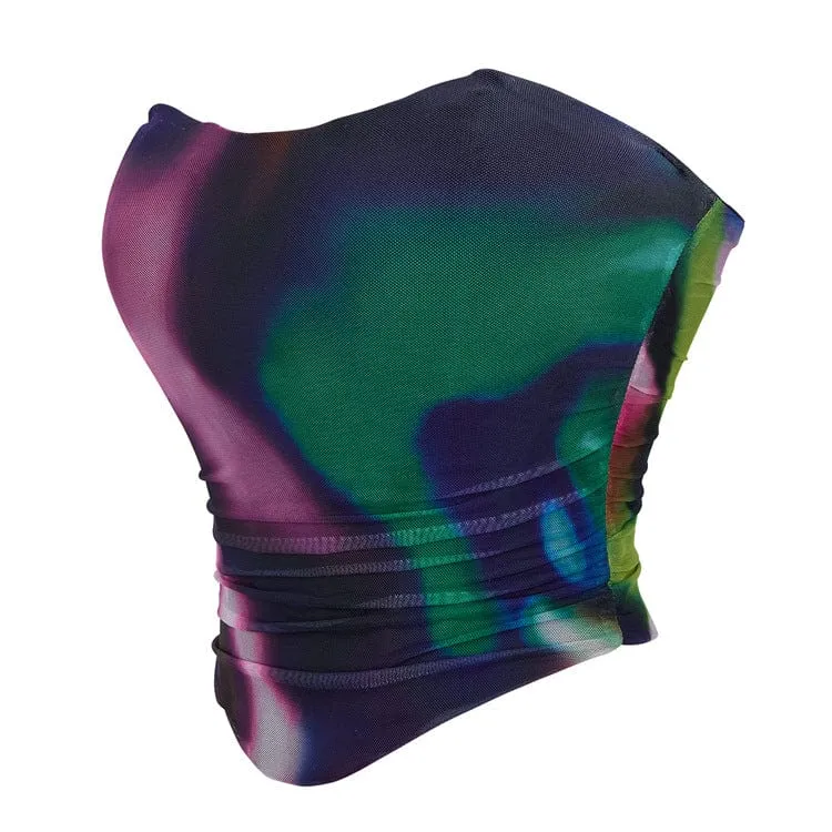 Damen-Grunge-Kontrastfarbenes Mesh-Vollbrustkorsett