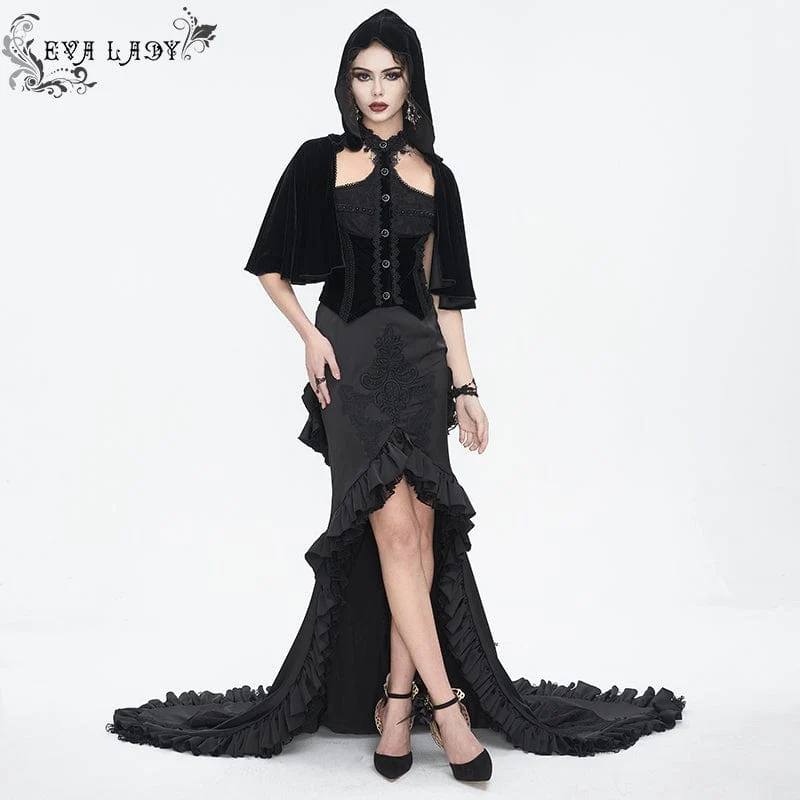 Gothic-Splice-Cape für Damen mit Neckholder-Samtoberteil