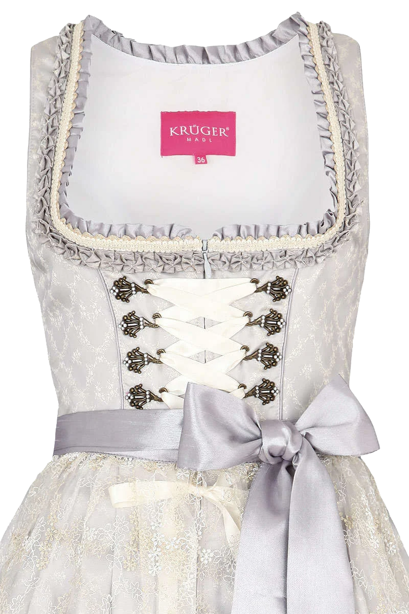 Krüger Mini Dirndl mit Blumenschürze graublau