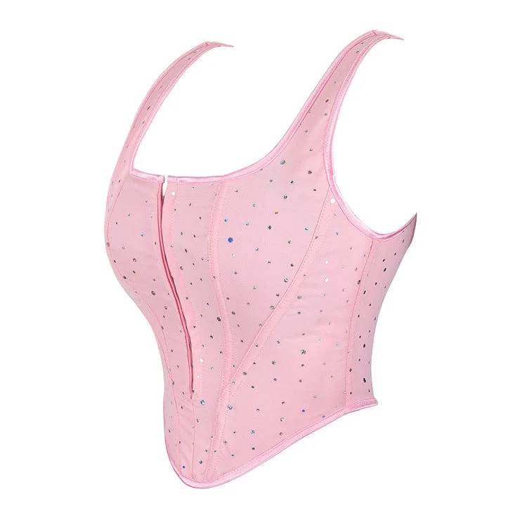 Damen-Vollbrustkorsett „Lolita Diamante Mesh“.
