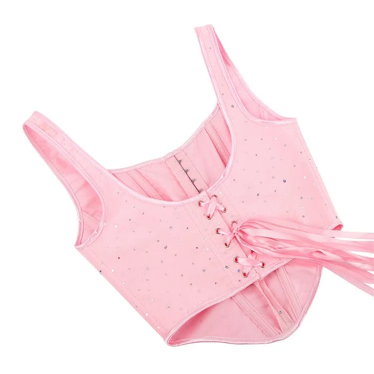 Damen-Vollbrustkorsett „Lolita Diamante Mesh“.