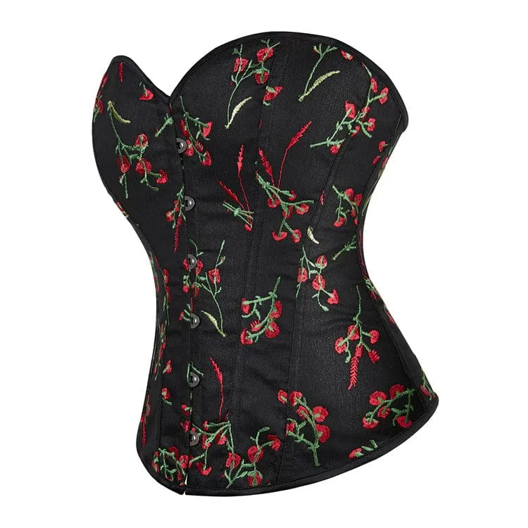 Damen-Vollbrustkorsett mit Grunge-Blumenstickerei