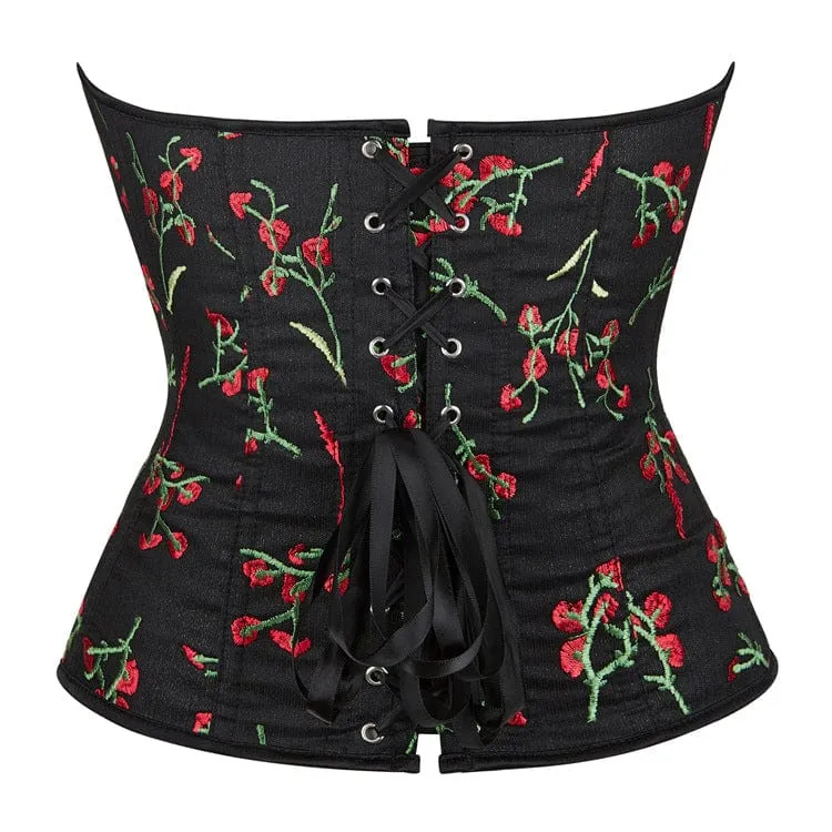 Damen-Vollbrustkorsett mit Grunge-Blumenstickerei