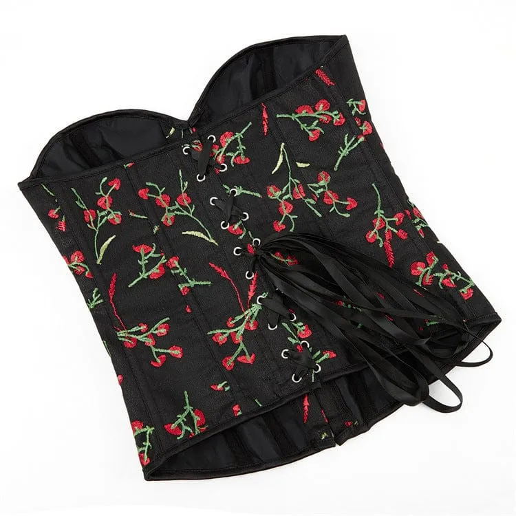 Damen-Vollbrustkorsett mit Grunge-Blumenstickerei
