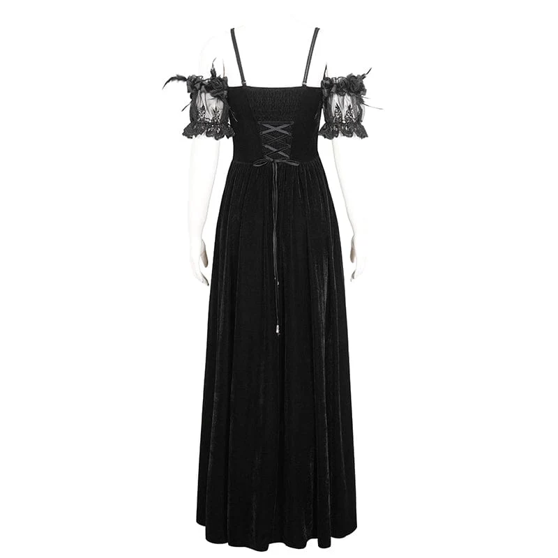 Gothic-Kleid für Damen, schulterfrei, rosafarben, perlenbesetzt, aus rotem Samt, Hochzeitskleid